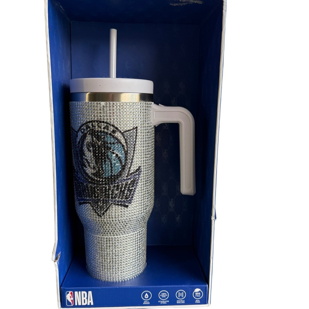 Hydrapeak Tumbler Unisex 40oz Silver Dallas Mavericks NBA Bling Rhinestone Cup